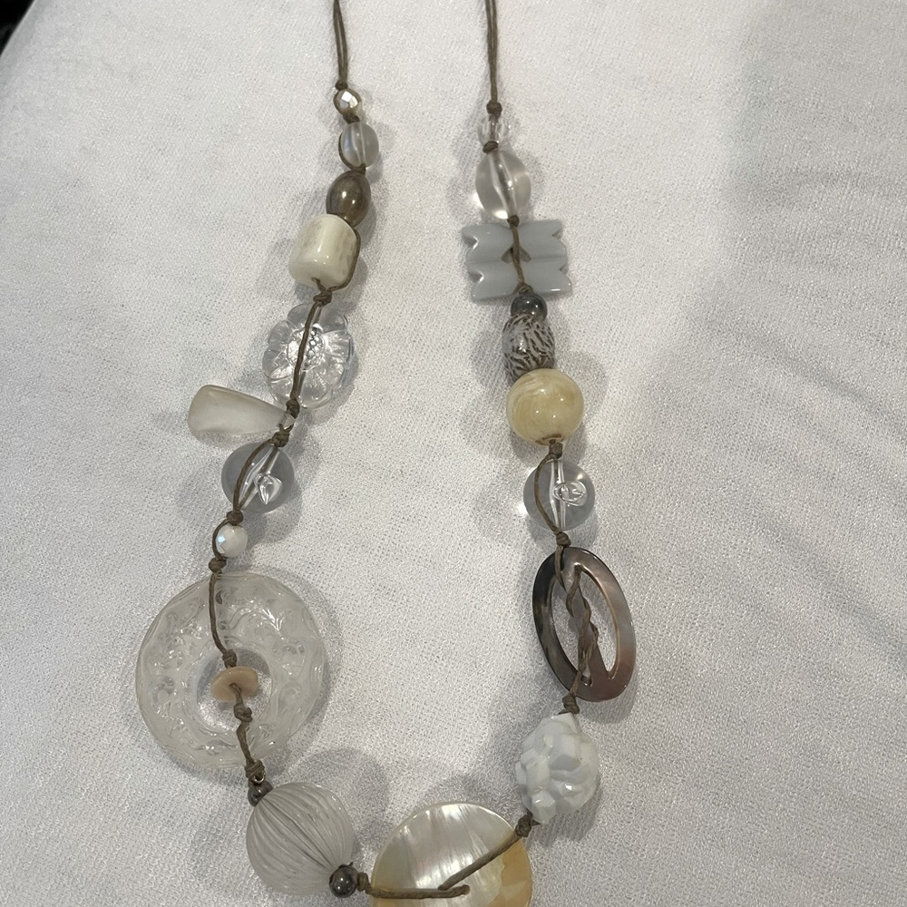 Glass, wood, bone summer necklace.